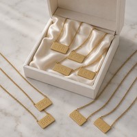 Collar con Número de Ángel en Acero Inoxidable Chapado en Oro PVD de 18K, Listo para Enviar, Joyería de Moda Minimalista Rectangular Brillante