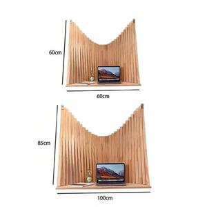 Wall Mounted Folding <b>Desk</b> Solid Wood 100x75 Cm Minimalist Modern Style Foldable Work <b>Study</b> Space Saving - Product Image 2