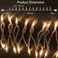 Guirlandes lumineuses de Noël modernes à ampoules incandescentes, étanches IP68, 100 mini-ampoules transparentes, 32 pieds, fil blanc, certifiées pour l'extérieur/l'intérieur