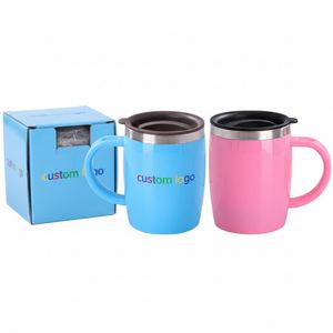 Mug de voyage isotherme en acier inoxydable 320 ml avec poignée et couvercle, personnalisable avec logo – Idéal comme cadeau - Product Image 1