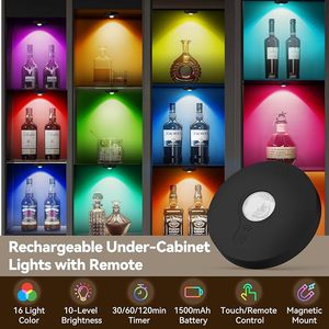 Night <b>Light</b> 3pcs <b>with</b> Remote 1200mAh Rechargeable Puck <b>light</b> <b>with</b> <b>Timer</b> Stick on Picture <b>Lights</b> for Wall Closet Cabinet - Product Image 2
