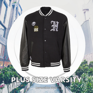Wholesale <b>Men</b> Casual Wear Formal Varsity <b>Jacket</b> High Quality Plus Size Reversible Winter Sheep <b>Leather</b> Sleeves Standard - Product Image 2