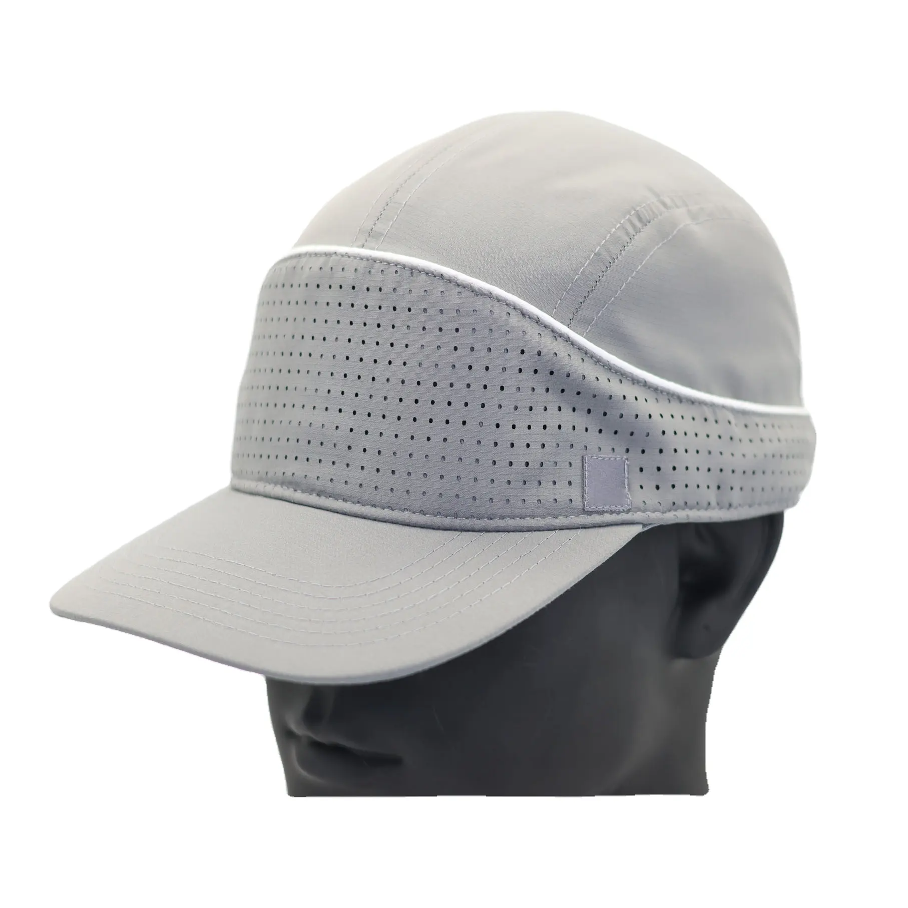 Özel Logo kavisli ağız yapılandırılmamış Polyester koşu şapka toptan hızlı kuru 6 panel spor kapaklar