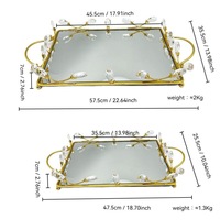 Plateau de service rectangulaire en cristal doré, design britannique de luxe, pour la décoration du Ramadan, idéal pour la maison