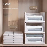 Boîte de rangement pliable en plastique pour garde-robe salon maison sac en tissu organisateur bacs de rangement empilables assemblage sans outil