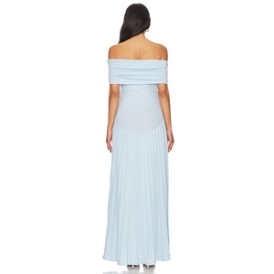 Offre Spéciale Robe de soirée à la mode pour femmes Robe longue à ourlet plissé et épaules dénudées - Product Image 3