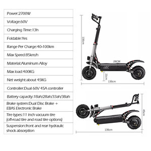 X4 11 Inch Fat Tire 60V 2700W <strong>3000</strong> <strong>Watts</strong> Powerful Dual <strong>Motor</strong> Offroad <strong>Electric</strong> <strong>Scooter</strong> Folding E <strong>Scooter</strong> With Seat Adults - Product Image 5