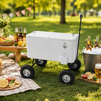 Glacière en métal pour boissons, chariot isotherme extérieur personnalisé avec logo, avec roues, pour le camping, 80QT/75L, portable