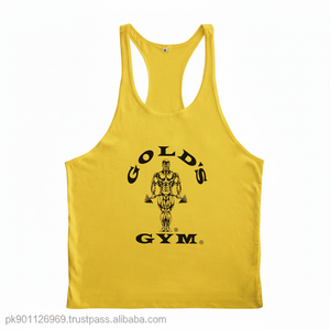 เสื้อกล้ามออกกำลังกายบุรุษพิมพ์ลายตามสั่ง รุ่น Boby Building Stinger Vest สีทอง ระบายอากาศได้ดี ไซส์พลัส 100% ผ้าฝ้าย ไซส์ XS-Xxxl - Product Image 1