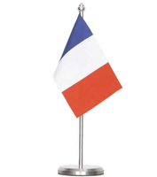 Drapeau de bureau du drapeau français 2026, petit mini drapeau de table de la France, base en aluminium, techniques d'impression numérique