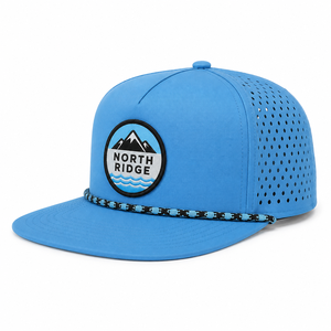Gorras OEM ODM Perforadas Impermeables Deportivas de Golf con Cordón, Gorras de 5 Paneles Impermeables con Logotipo de Parche Tejido Personalizado y Cierre Ajustable - Product Image 2