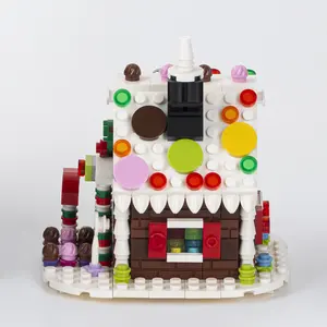 MOC0100 크리 에이 티브 크리스마스 트리 캔디 하우스 마이크로 세계 모델 플라스틱 빌딩 블록 장식 퍼즐 어린이 장난감 MOC0103