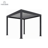 Pergola bioclimatique en aluminium à toit à lamelles Hazel Nut, motorisée, imperméable, pour jardin extérieur