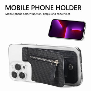 Étui universel pour cartes de visite avec porte-cartes arrière en cuir PU et portefeuille zippé, accessoires mobiles pour iPhone Samsung POCO - Product Image 2