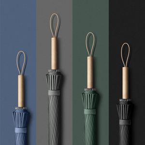 Parapluie LED portable 24 épaissi en os avec cadre en fibre pliable manuellement en tissu noir pour les cadeaux d'affaires et de voyage et de pluie légère - Product Image 5