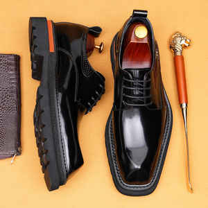 Chaussures Oxford en cuir imperméables pour hommes, fabriquées à la main, style britannique décontracté et luxueux, avec amorti, idéales pour les mariages - Product Image 3