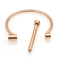 Bracelet femme en acier inoxydable, fermoir à vis, en forme de léopard, fer à cheval, or Rose