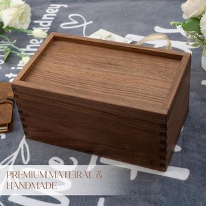 Caja Rectangular de Madera de Nogal con Tapa Deslizante <span class=keywords><strong>y</strong></span> Decoración de Madera con <span class=keywords><strong>Nombre</strong></span> Personalizado, Caja de Almacenamiento para Recuerdos <span class=keywords><strong>y</strong></span> Fotos - Product Image 3