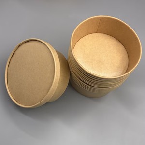 Bol à nouilles jetable en papier kraft, logo personnalisé, compostable, résistant à l'huile, conteneur rond pour plats chauds à emporter - Product Image 3