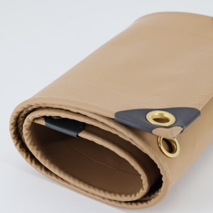 Rouleau de tissu PVC tissé épais imperméable beige, largeur 120 pouces, style uni, bâche de protection extérieure - Product Image 6