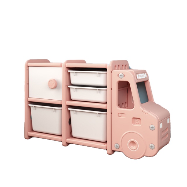 Household Furnitures Pink Car Shape Drawer Baby Kids Toy Car Case Rack Storage Kindergarten Kids Furniture