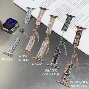 Bracelet de montre en métal avec paillettes et diamants Upro pour Apple Watch Ultra 2 49 mm Série 10 9 8 Bracelet de montre intelligente de luxe pour femme - Product Image 1