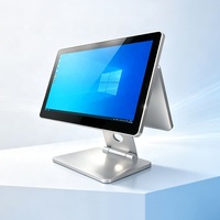 Terminal POS Todo en Uno Plegable con Android 14, Carcasa Metálica, Diseño Ultrafino, Pantalla Dual, WIFI, NFC para Comercios Minoristas