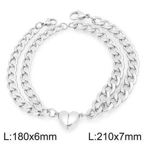 Bracelet et jonc de luxe en acier inoxydable 316L plaqué or 14k 18k, bracelet magnétique cœur pour femme et homme - Product Image 6