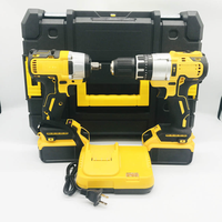 Kit combiné d'outils électriques 21V avec boîtier rigide en plastique et aluminium, deux batteries au lithium rechargeables, support OEM personnalisé avec garantie d'un an