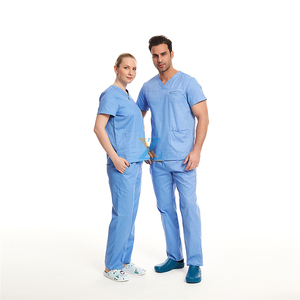 Ensemble de blouses médicales unisexes à col en V, uniformes médicaux à manches courtes et longues, blouses d'hôpital pour médecins et infirmières, vente en gros personnalisée - Product Image 1