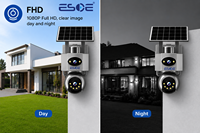 Kamera Surya ESOE AOV 4MP Pengingat Alarm Dua Lensa Kamera 4G WIFI dengan Audio Dua Arah Sensor CMOS FHD Penyimpanan Cloud Kamera Surya