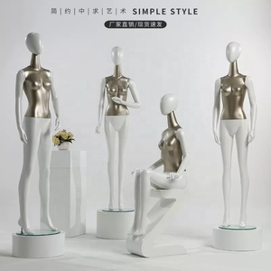 Maniquí de cuerpo completo para mujer, maniquí masculino de fibra de vidrio, dorado y plateado brillante, de lujo, <span class=keywords><strong>Boutique</strong></span>, venta al por mayor - Product Image 1