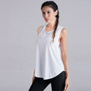 Activa nueva ropa de mujer Popular de Yoga del tanque <span class=keywords><strong>sin</strong></span> mangas Tops con nudo de corbata de vuelta - Product Image 3