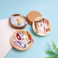 Accessoires de paniers miniatures pour maison de poupée, figurines, 100 pièces, paniers ronds tissés miniatures de 48 mm, modèle 3D pour la décoration de paysages de jardins féeriques