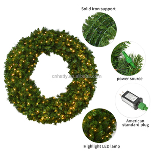 Guirlande de Noël Artisanale de Luxe en PVC Artificiel Pré-Éclairée, Type Sapin Traditionnel, Écologique, Décoration à Brancher pour Porte - Product Image 2
