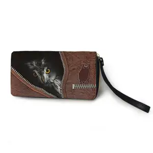 Женский кожаный кошелек с принтом совы, кожаный кошелек на молнии с текстурным рисунком, роскошные дизайнерские кошельки от известных брендов для женщин