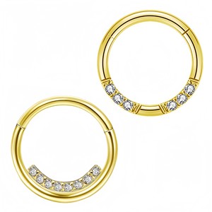 Anneau de nez en acier inoxydable 316L avec strass, serti en canal rond, bijou de piercing tendance - Product Image 5