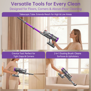 <span class=keywords><strong>Aspirateur</strong></span> <span class=keywords><strong>sans</strong></span> <span class=keywords><strong>fil</strong></span> pour poils d'animaux et tapis, 600W/60KPa, mode automatique, anti-emmêlement, autoportant, autonomie 80 min, écran tactile LED - Product Image 5