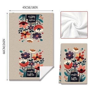 Floral Kitchen <b>Towel</b> 45x66cm <b>Microfiber</b> Dishcloth For Home Decor Make Latte Design - Product Image 1