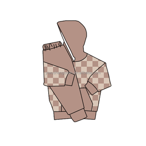 Chất lượng cao bé trẻ mới biết đi mùa thu dài tay áo trùm đầu Jogger thiết lập pháp Terry rô mô hình chàng trai cô gái sweatsuit - Product Image 5