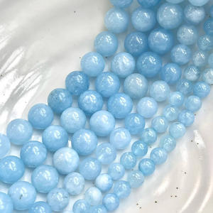A buon mercato 6mm 8mm 10mm <span class=keywords><strong>mare</strong></span> blu pietra preziosa di pietra rotonda perle di acquamarina perline per gioielli collana fai da te fare all'ingrosso - Product Image 4