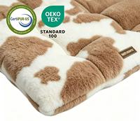 Coussin pour chien Yangyangpet Cream & Latte en velours côtelé, luxueux, carré, lavable, indestructible, amovible et résistant aux morsures