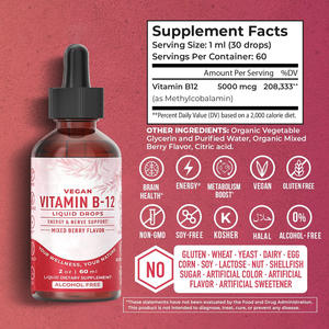 Vitamina B12 Orgánica de Marca Blanca en Gotas Líquidas para Niños, Complejo de Vitamina <span class=keywords><strong>B</strong></span> Líquido que Apoya la Salud <span class=keywords><strong>Mental</strong></span> y Física - Product Image 5