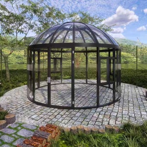 Véranda en verre et aluminium ronde personnalisée pour jardin et aménagement extérieur |   Conception respectueuse de la nature - Product Image 4