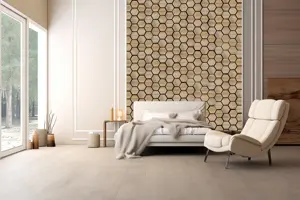 FEYT lujo Hexagonal nuevo estilo pared decorativa chapa de madera superficie muebles de oficina paneles acústicos