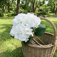 B-1300 Arrangements de fleurs artificielles de bonne qualité, Hortensias blancs, fleurs artificielles pour mariage, toucher réel, 5 têtes d'hortensias