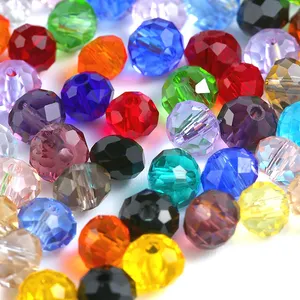 Faceted Beads Rainbow Crystal Brilliant Colorful Bulk Faceted 6mm Beaded Crystal Beads For Jewelry Making