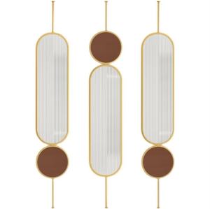 Panel Divisor de Vidrio con Marco Dorado Rosa para Privacidad de Oficina, Diseño Art Deco, Hecho de Metal, Marca <span class=keywords><strong>Homedeco</strong></span>, Modelo HDS-09 - Product Image 4