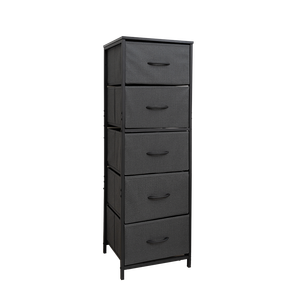 Cómoda de tela Hua Cheng con 5 cajones, MDF, acero inoxidable, organizador de almacenamiento moderno para dormitorio, gabinete independiente - Product Image 1