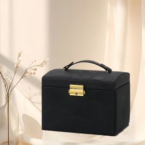 กล่องเก็บเครื่องประดับเดินทางกล่องใส่เครื่องประดับแบบพกพาที่ล็อคได้มี2ลิ้นชักตัวล็อคกระจกและกุญแจ - Product Image 4